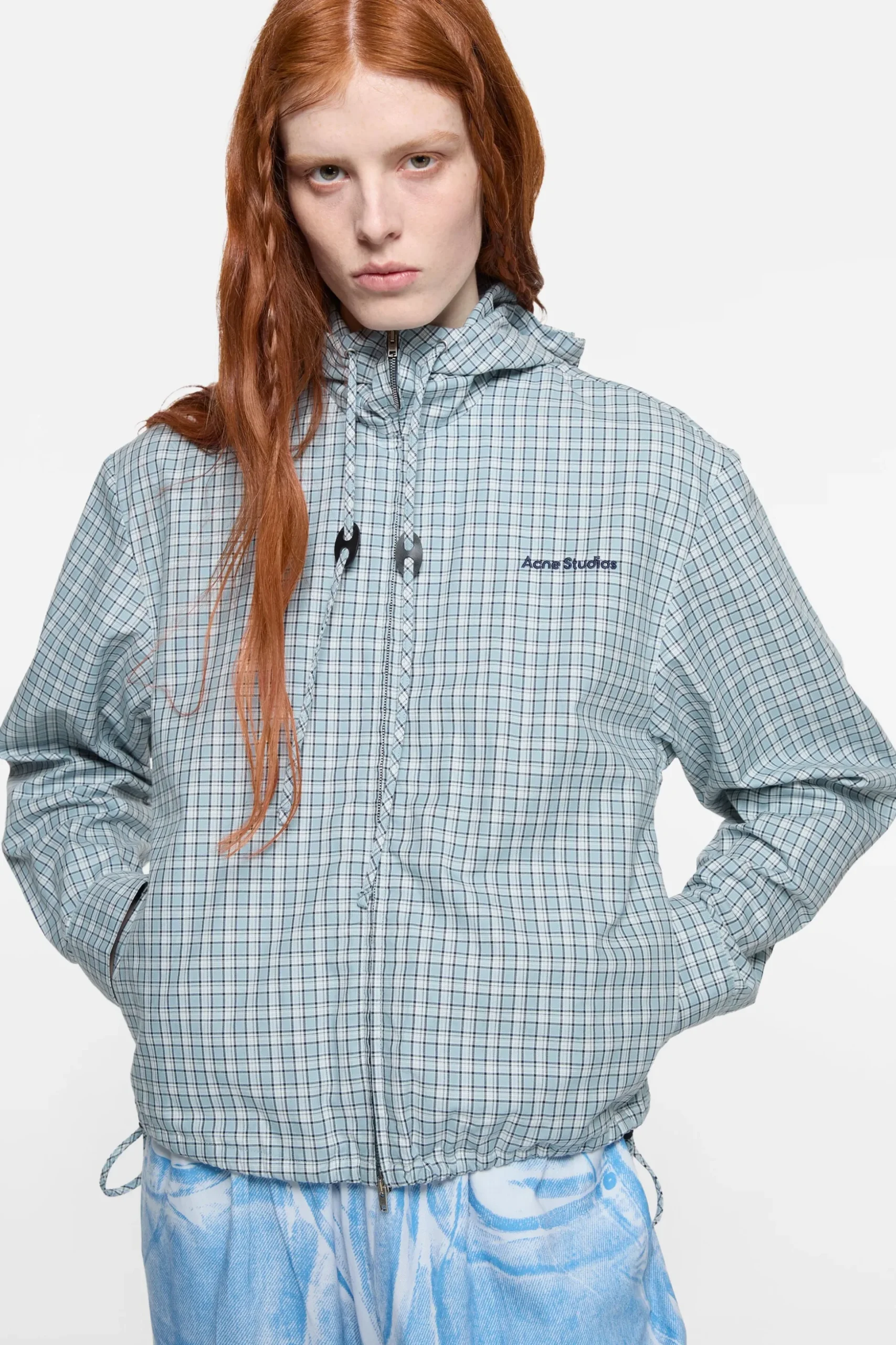 Hooded check jacket