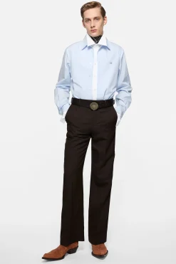 Layered poplin button-up shirt