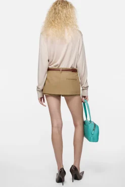 Layered satin miniskirt
