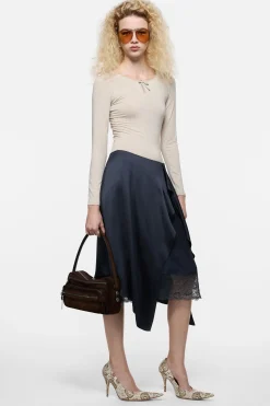 Layered satin skirt