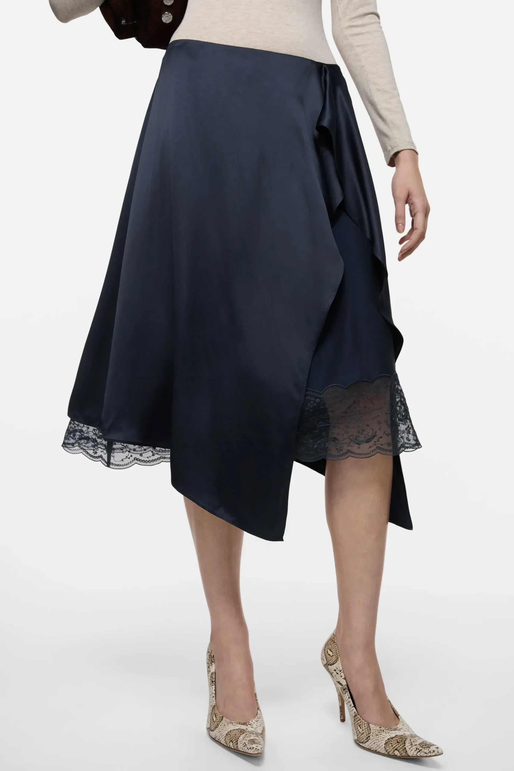 Layered satin skirt