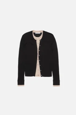 Layered silk-wool cardigan