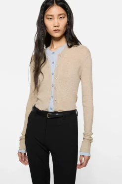 Layered silk-wool cardigan