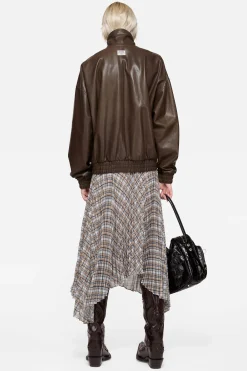 Leather blouson jacket