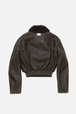Leather bomber jacket