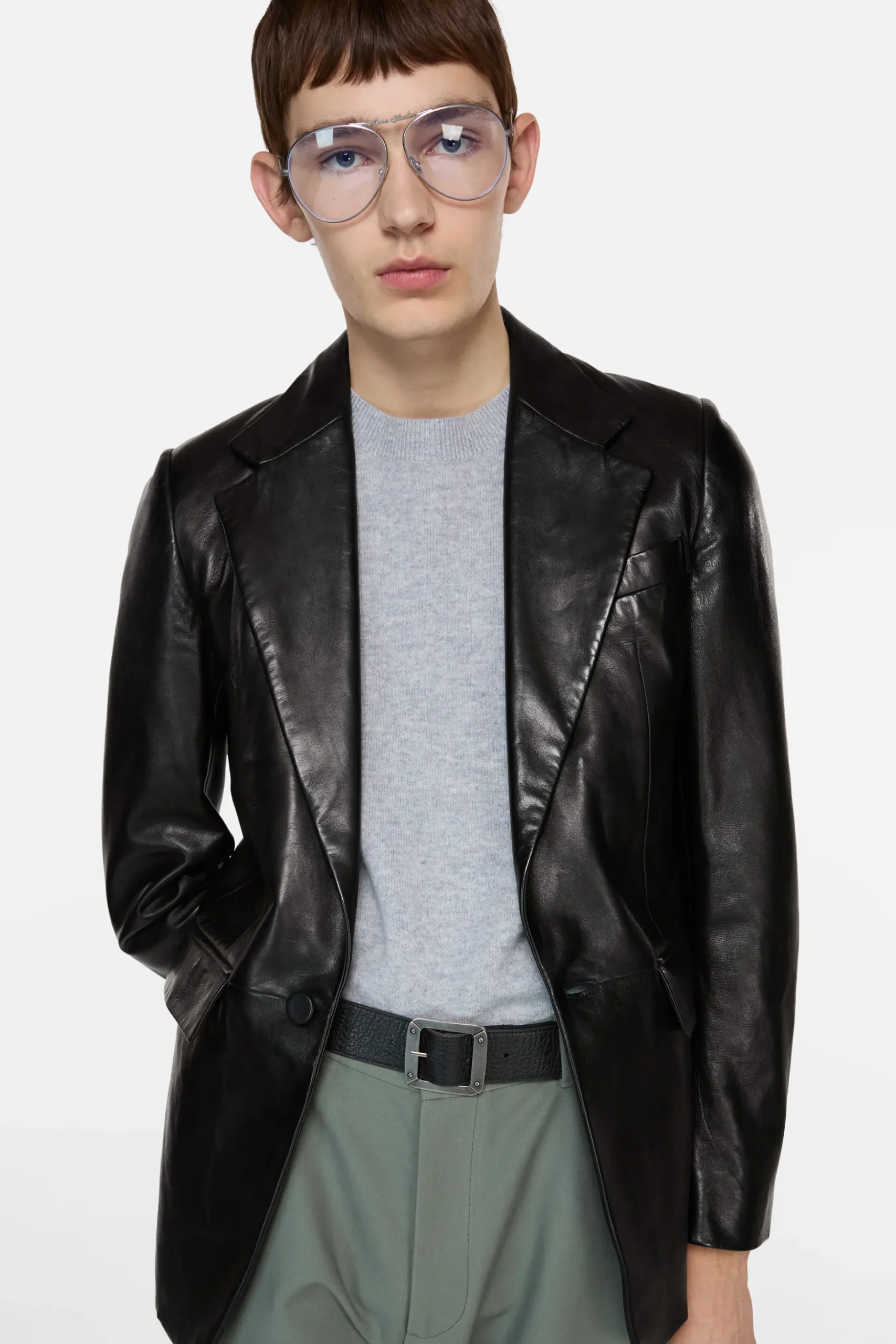 Leather suit jacket