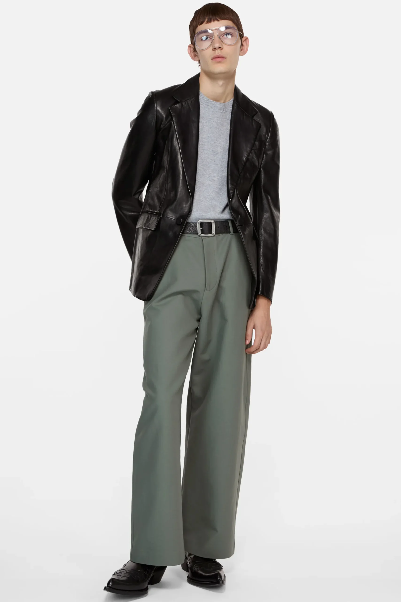 Leather suit jacket