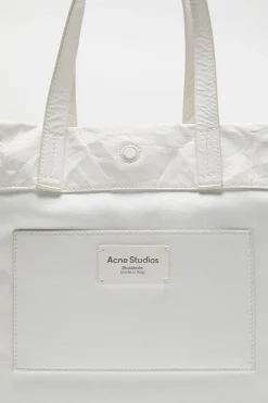 Leather tote with logo