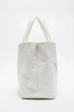Leather tote with logo