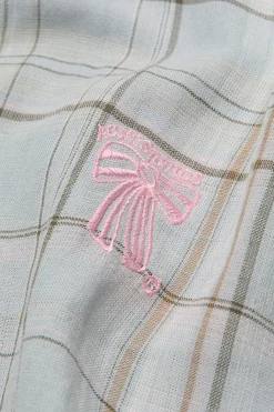 Linen check button-up shirt