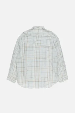 Linen check button-up shirt
