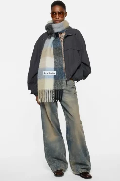 Mohair checked scarf
