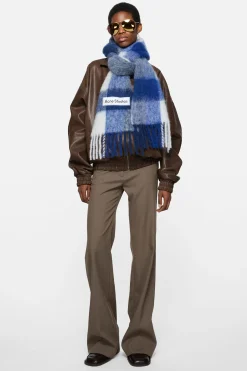 Mohair checked scarf
