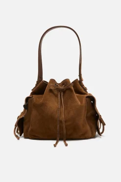 Multipocket Suede Bucket Bag