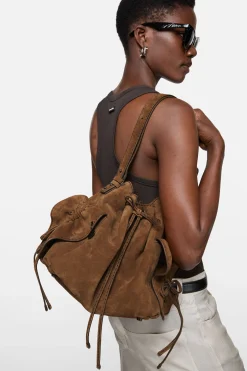 Multipocket Suede Bucket Bag