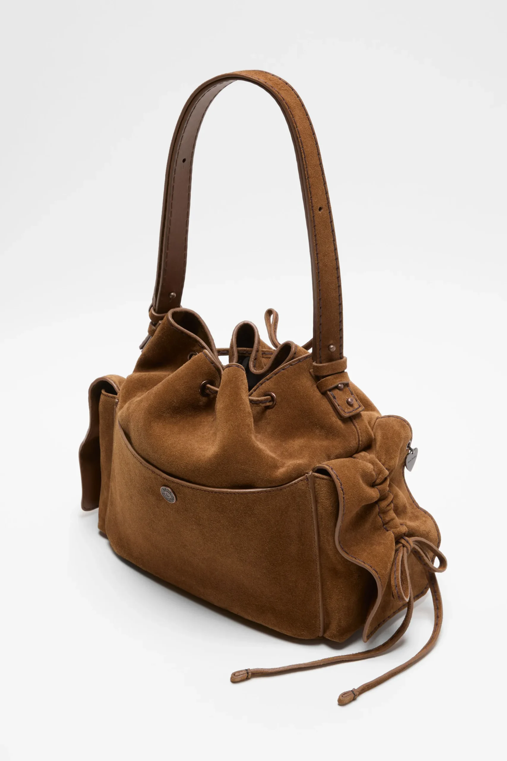Multipocket Suede Bucket Bag
