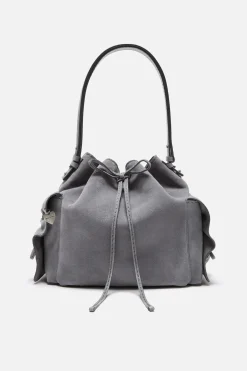 Multipocket Suede Bucket Bag