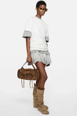 Multipocket suede shoulder bag
