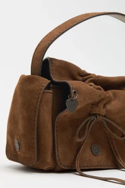 Multipocket suede shoulder bag