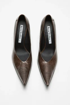 Pointed-Toe Lizard-Print Pump