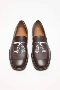 Printed leather loafers