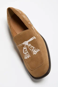 Printed suede loafers