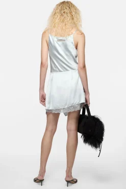 Ruffled satin skirt