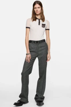 Sheer polo knit