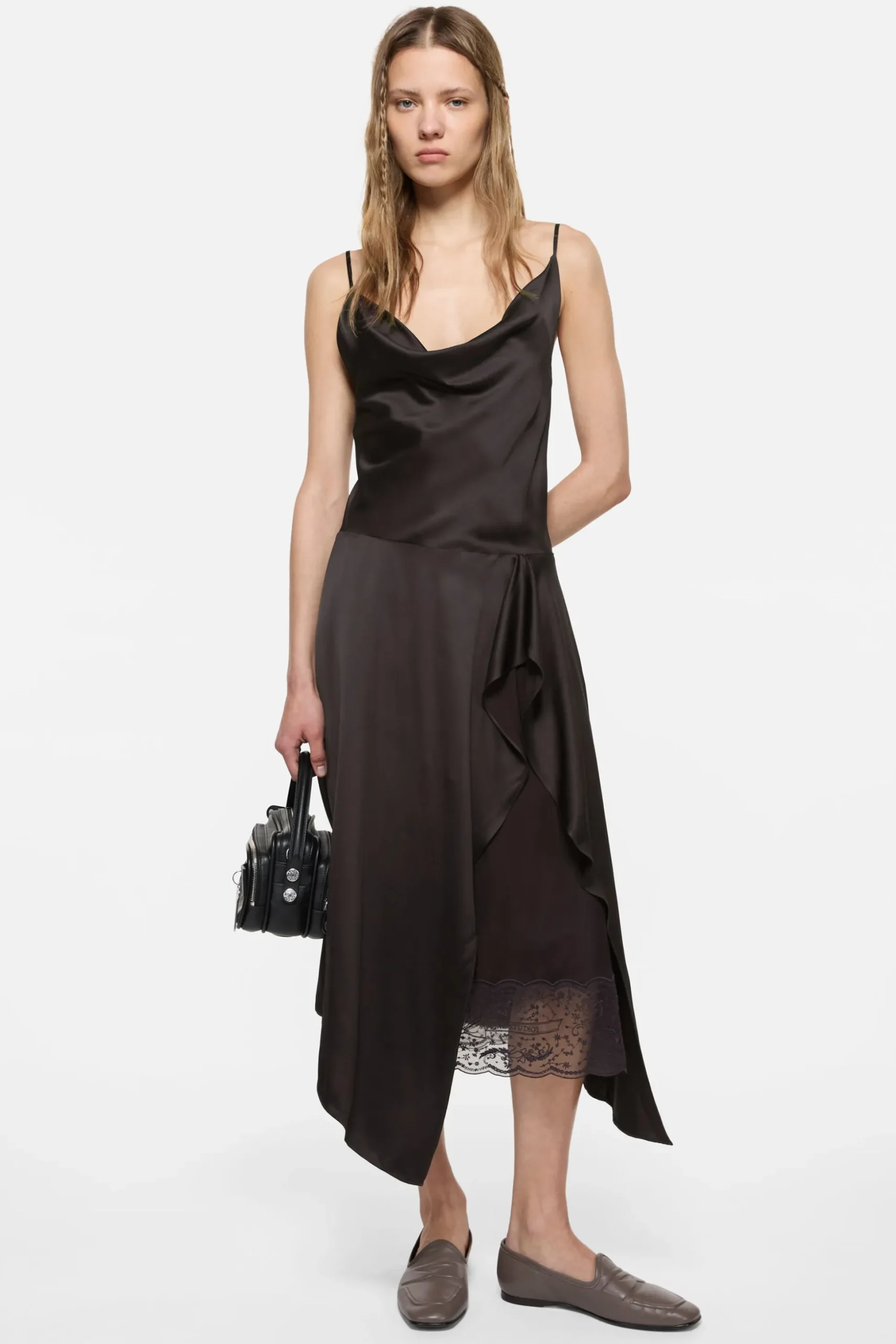 Shiny satin slip dress