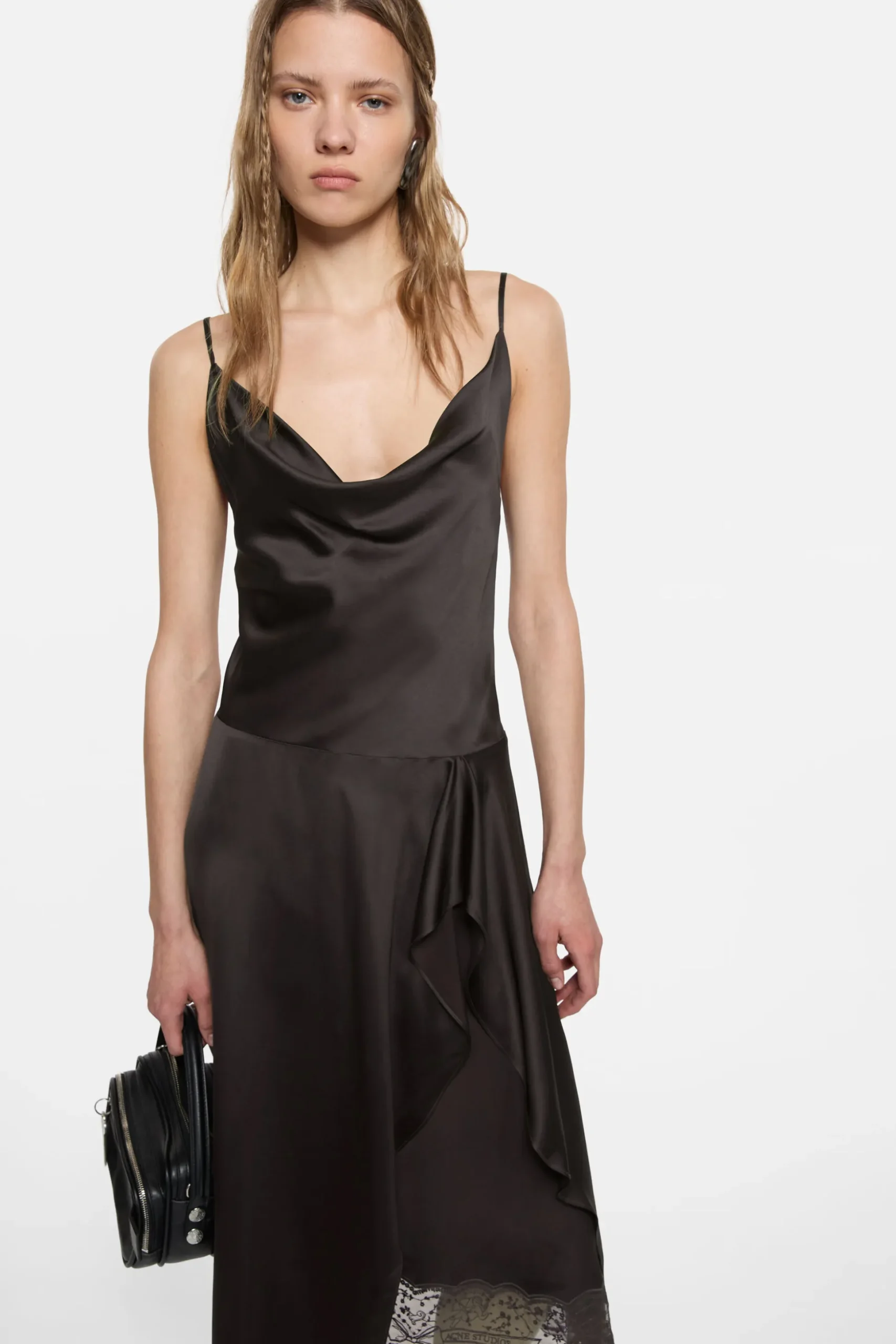 Shiny satin slip dress