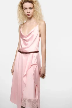 Shiny satin slip dress