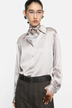 Silk blouse with logo