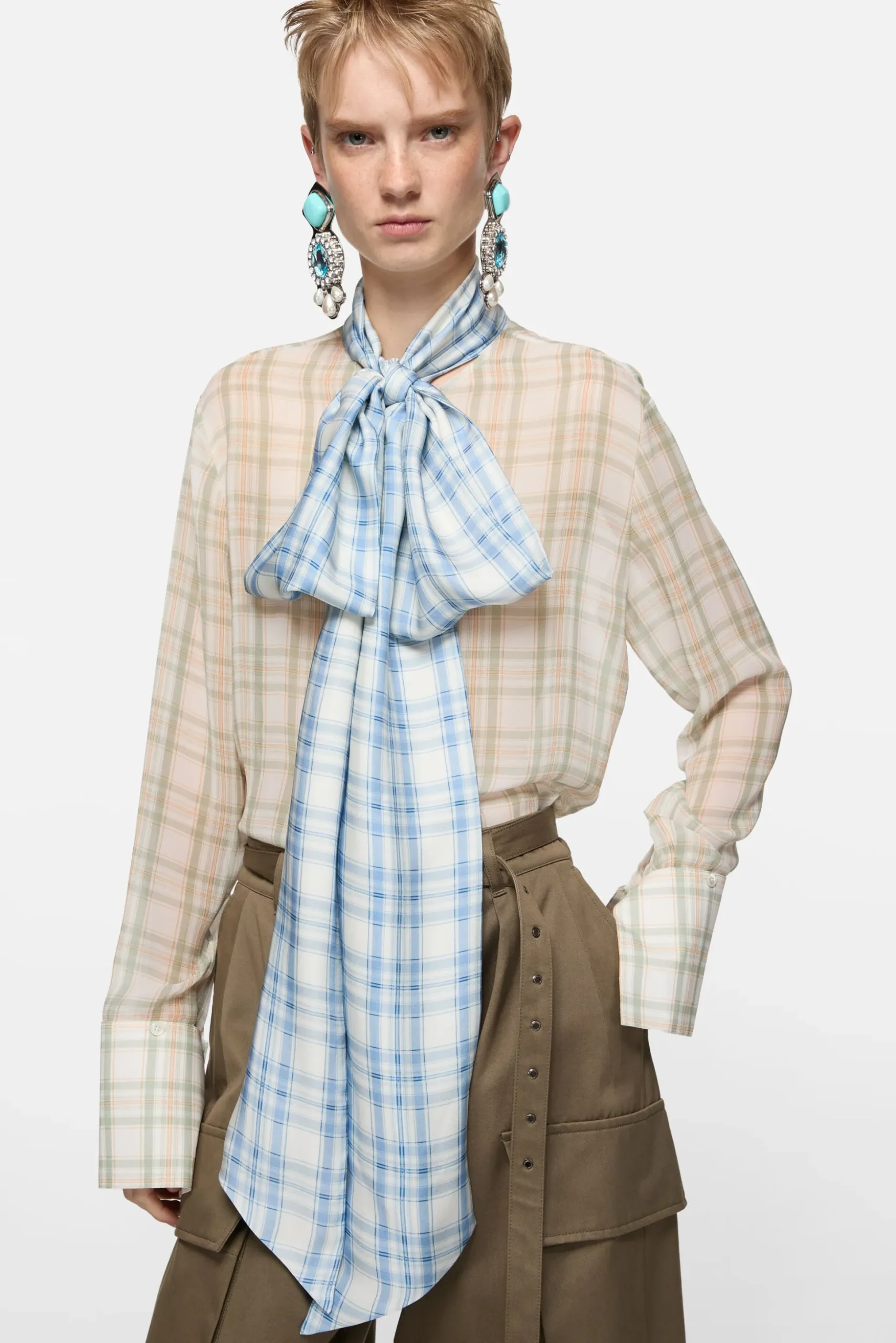 Silk blouse with scarf