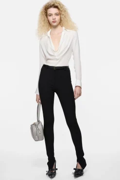 Silk cowl‑neck blouse