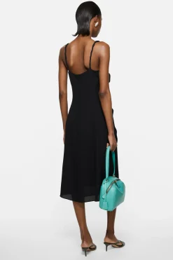 Silk midi dress with bow