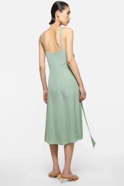 Silk midi dress with bow