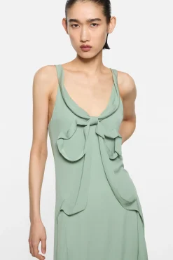 Silk midi dress with bow