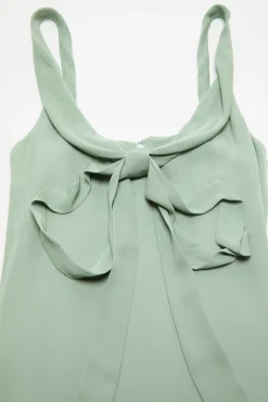 Silk midi dress with bow