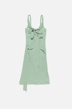 Silk midi dress with bow