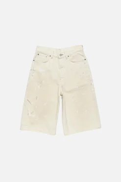 Stained denim shorts