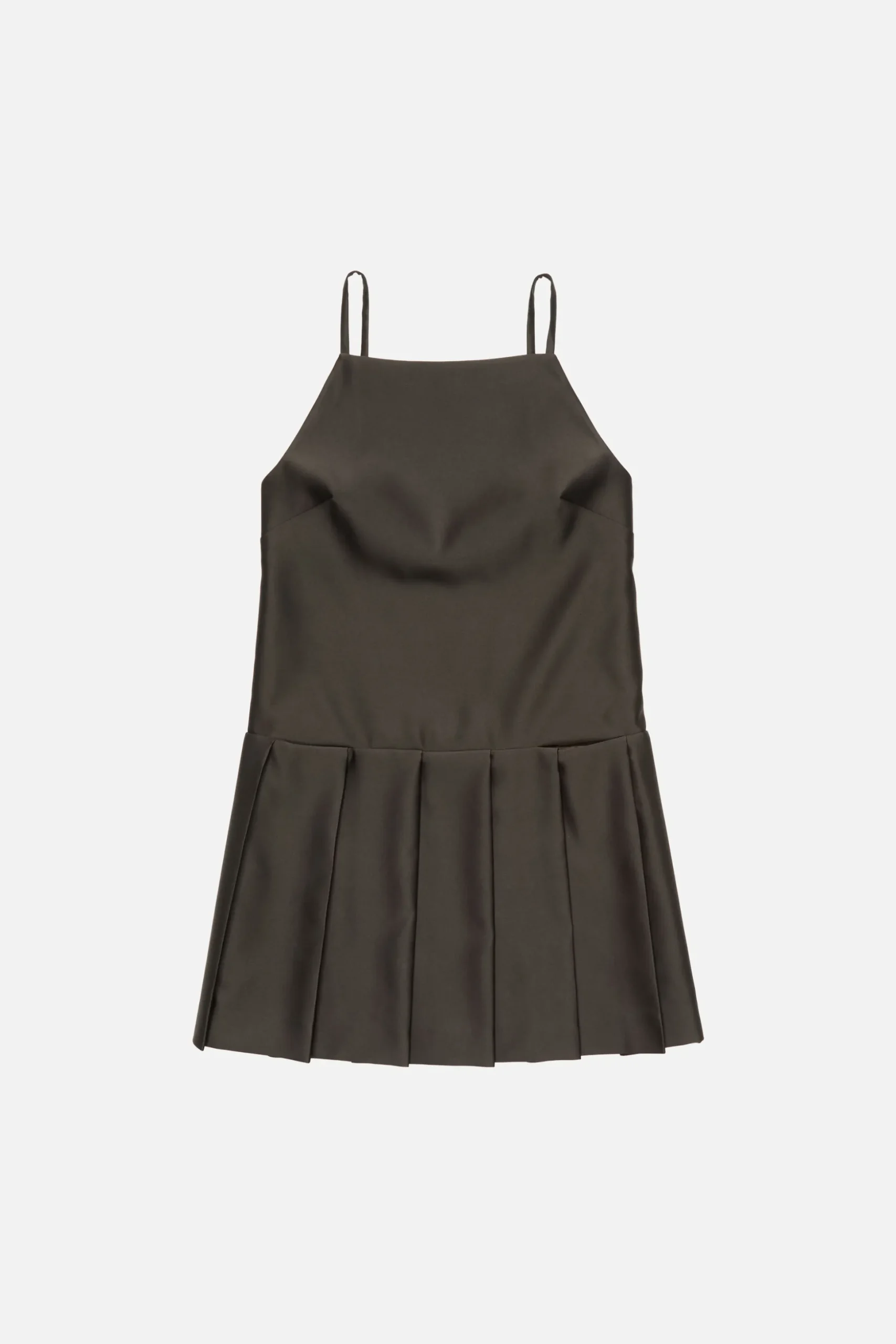 Strap dress with pleated skirt