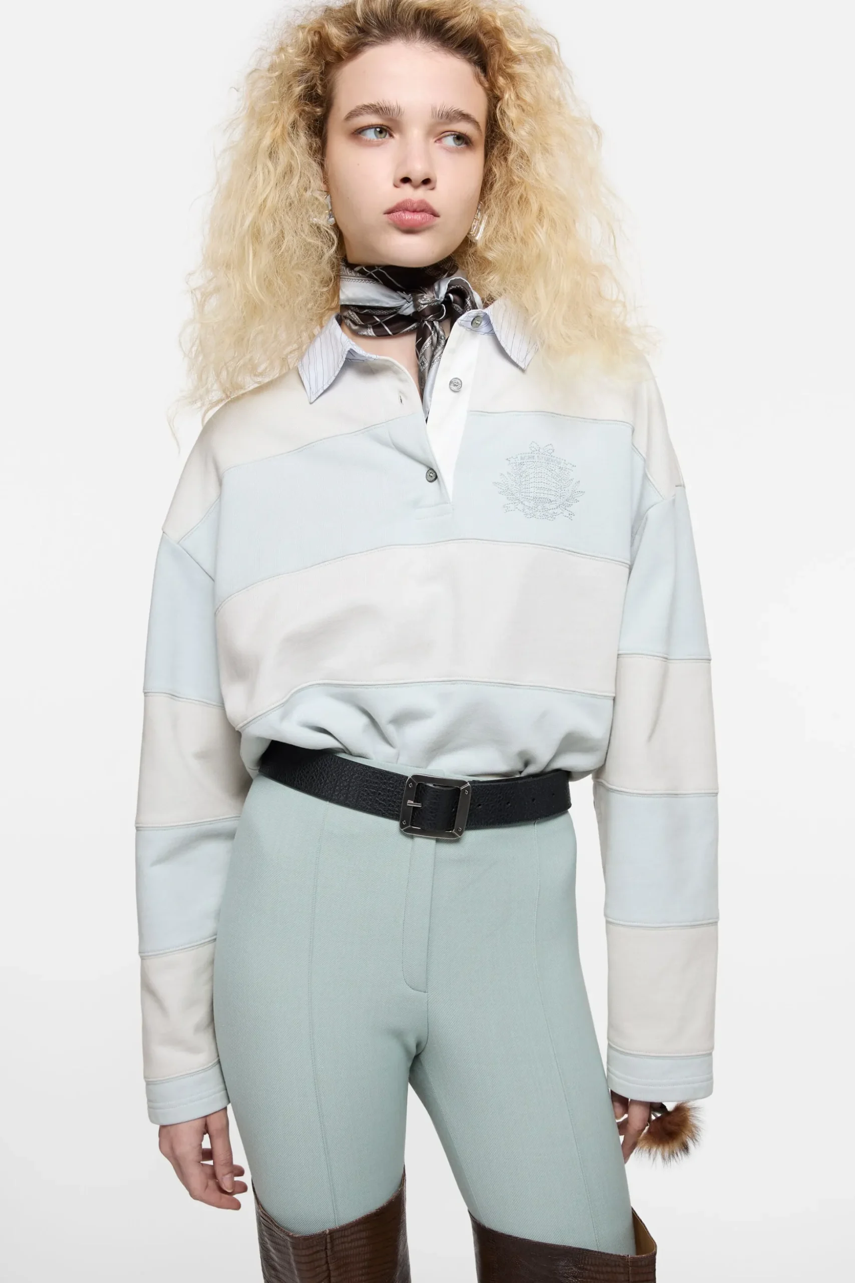 Striped polo sweatshirt