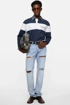 Striped polo sweatshirt
