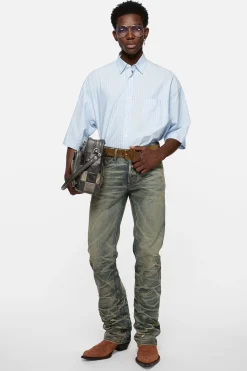 Striped poplin shirt