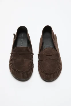 Suede saddle loafers