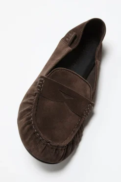 Suede saddle loafers