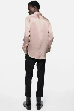 Textured satin button-up shirt
