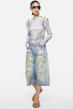 Trompe-l’œil denim shorts