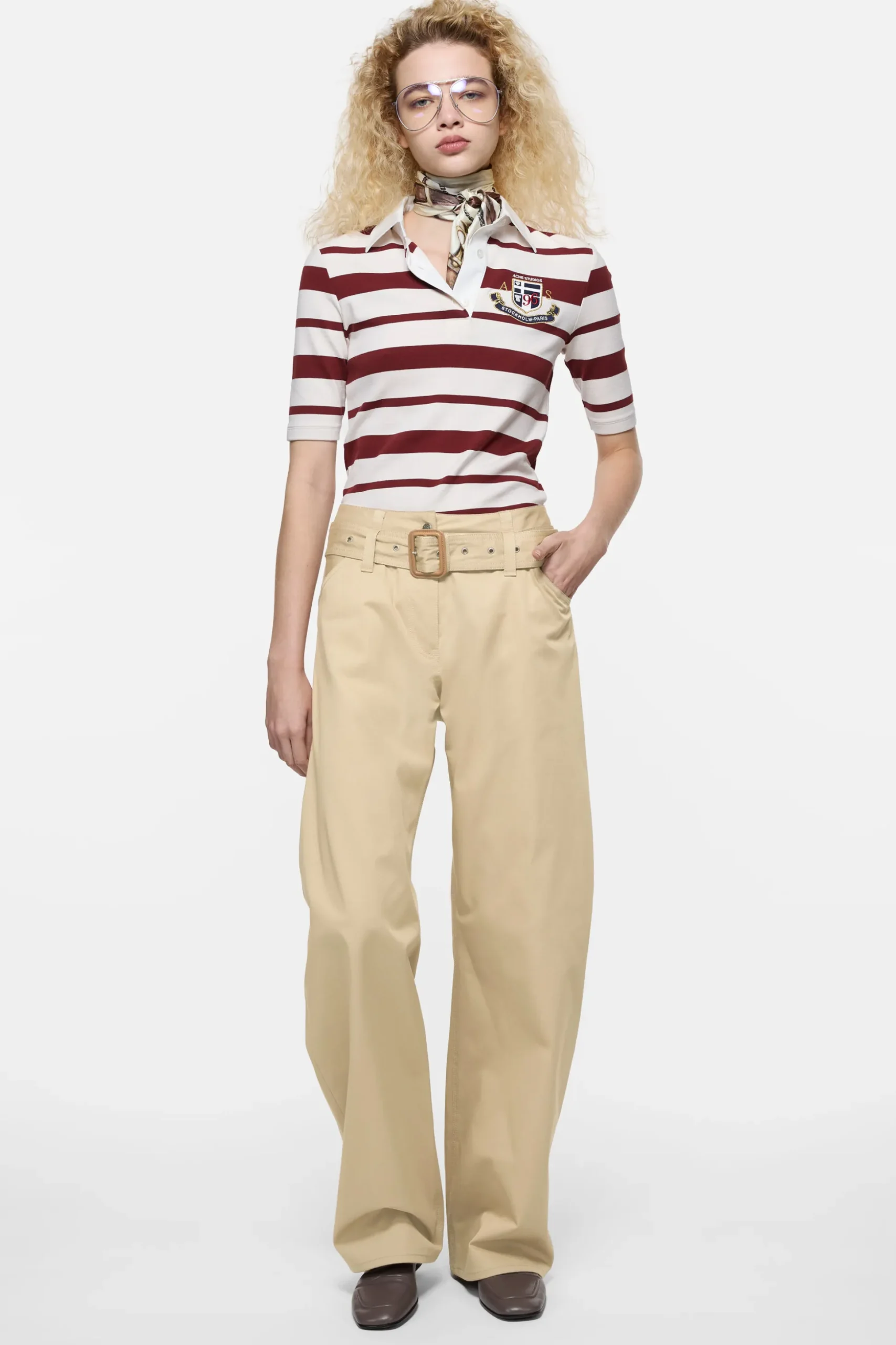 Twill trousers with belt