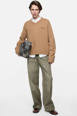 Washed cotton trousers